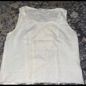 Linen camisole with macramé detail, corset like stitches, Cut Loose brand